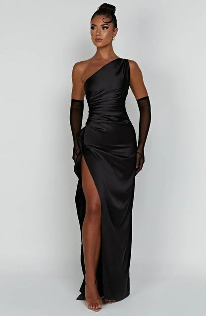 Women’s One Shoulder High Slit Maxi Gown