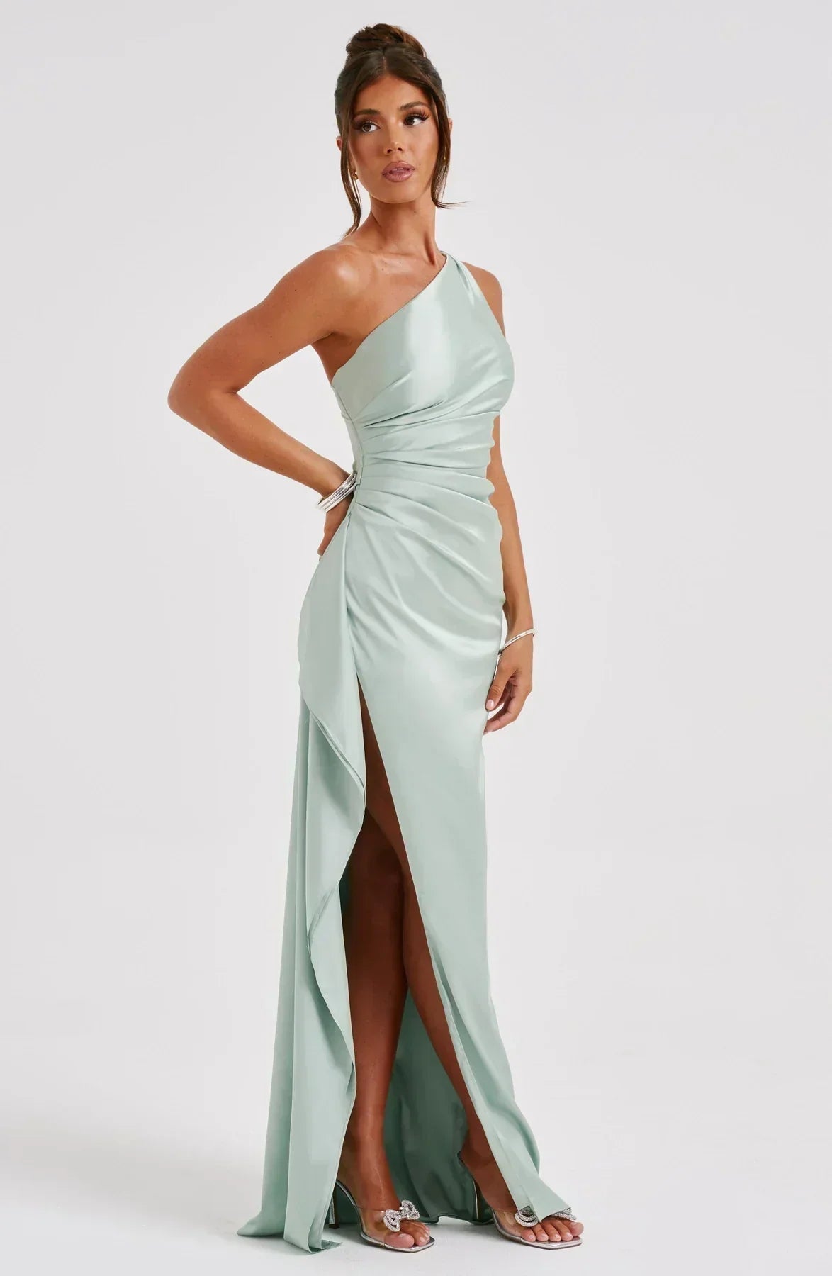 Women’s One Shoulder High Slit Maxi Gown