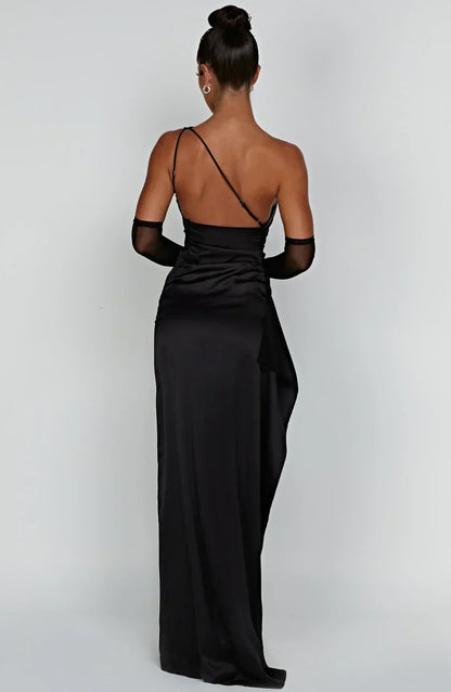 Women’s One Shoulder High Slit Maxi Gown