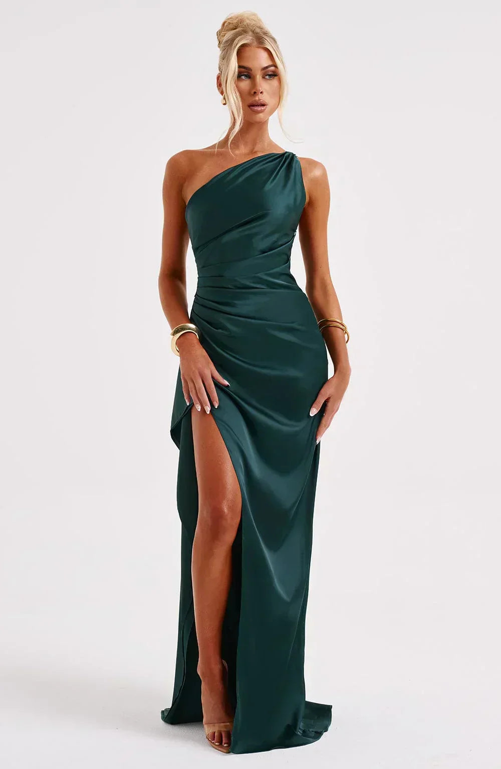 Women’s One Shoulder High Slit Maxi Gown