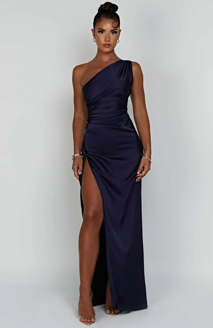 Women’s One Shoulder High Slit Maxi Gown