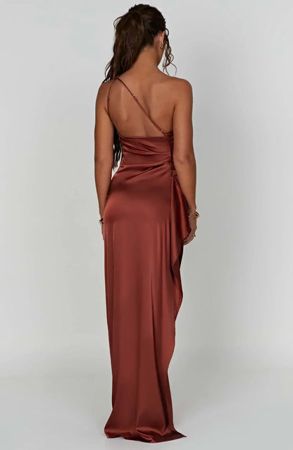 Women’s One Shoulder High Slit Maxi Gown