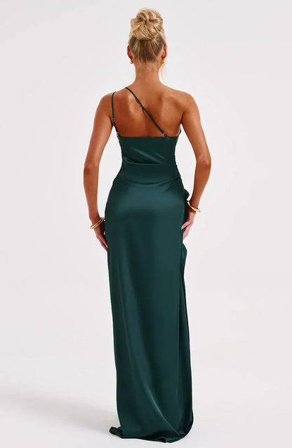 Women’s One Shoulder High Slit Maxi Gown