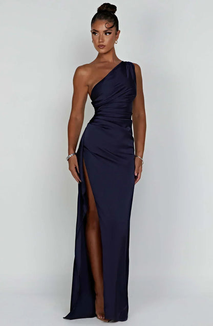 Women’s One Shoulder High Slit Maxi Gown