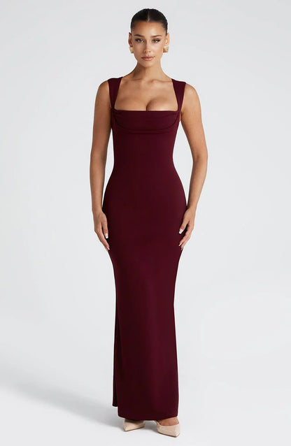 Elegant Square Neck Maxi Dress for Women