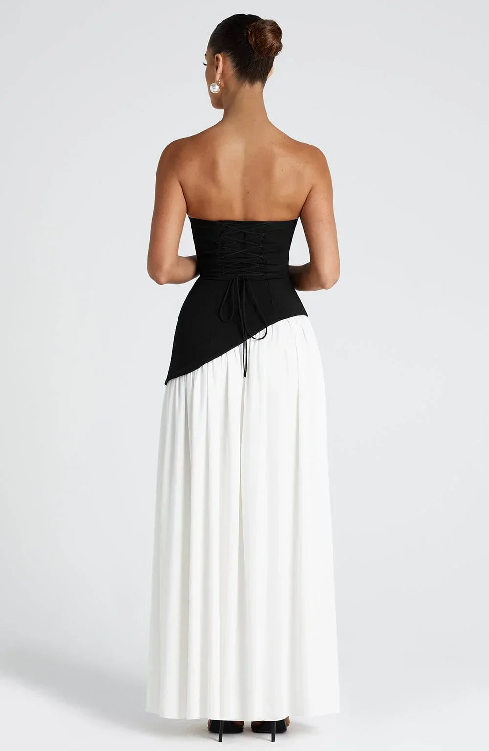 Asymmetric Draped Maxi Dress with Halter Scarf Detail & Front Slit