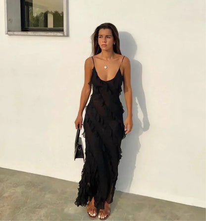 Ruffle Slip Maxi Dress for Women