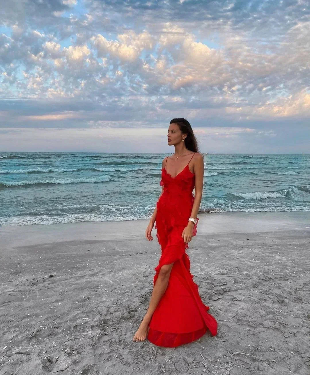 Ruffle Slip Maxi Dress for Women