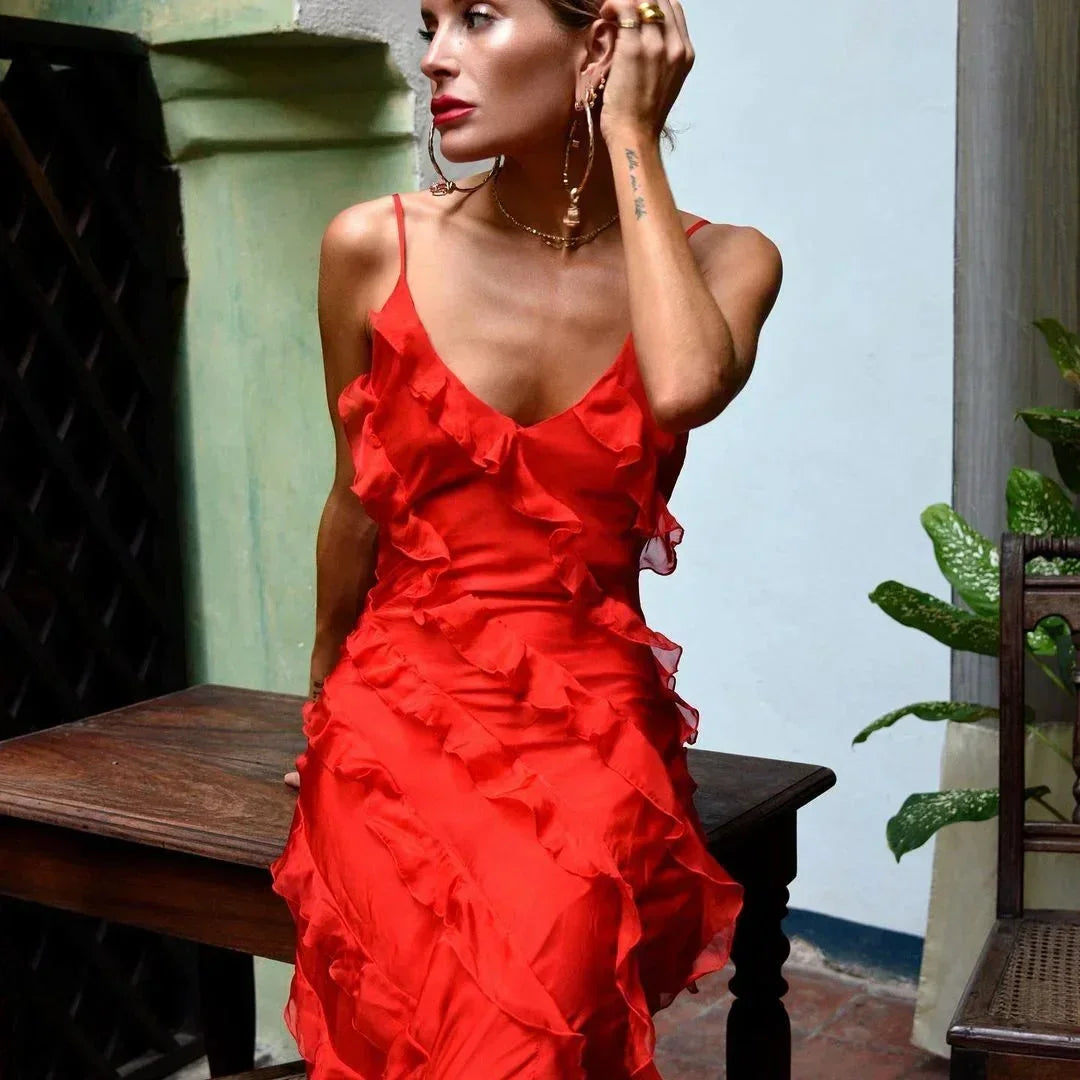 Ruffle Slip Maxi Dress for Women