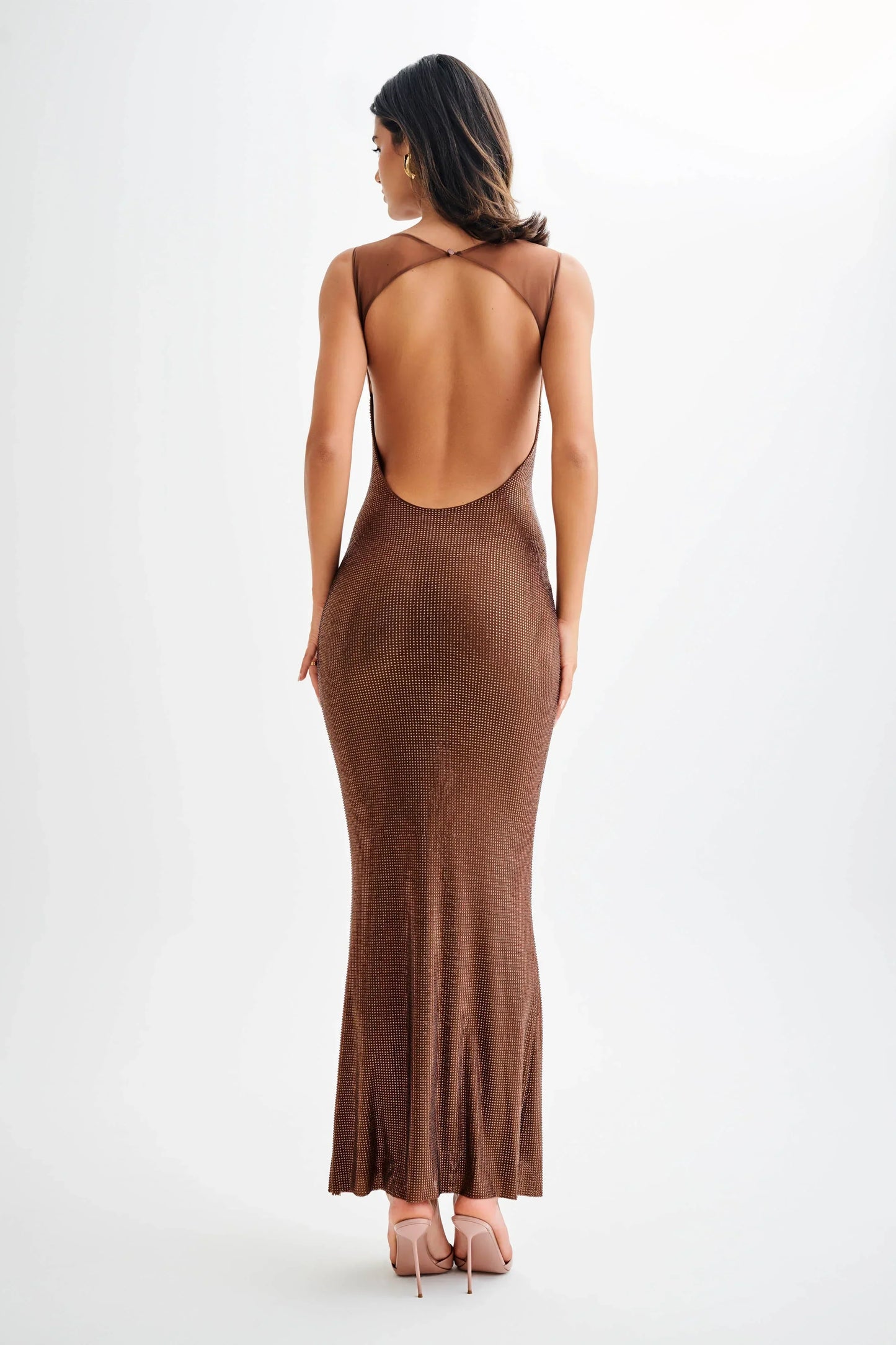 Sparkly Brown Sequin Maxi Dress for Women