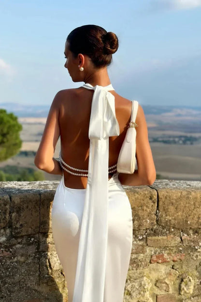 Elegant Backless Halter Maxi Dress for Women