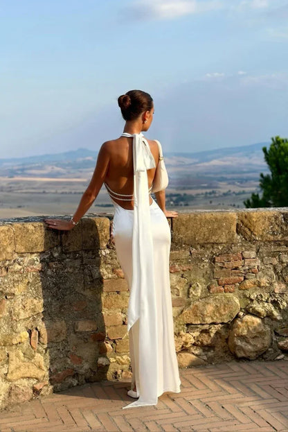 Elegant Backless Halter Maxi Dress for Women