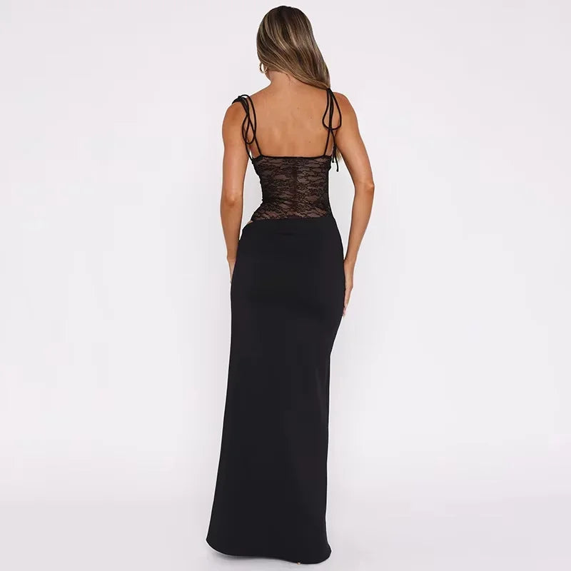 Elegant Strapless Lace Maxi Dress for Women