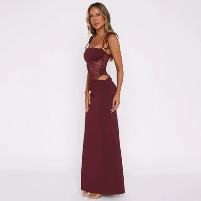 Elegant Strapless Lace Maxi Dress for Women