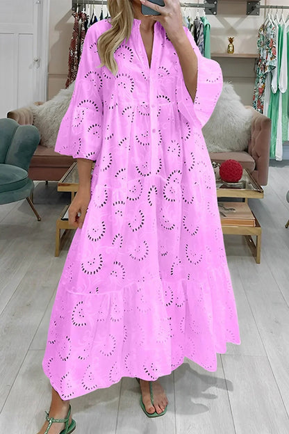 Women’s Embroidered Boho Flowy Maxi Dress