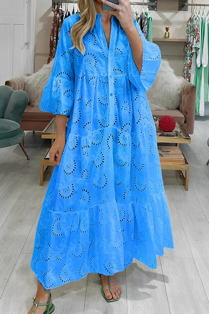 Women’s Embroidered Boho Flowy Maxi Dress
