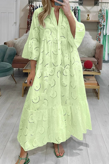 Women’s Embroidered Boho Flowy Maxi Dress