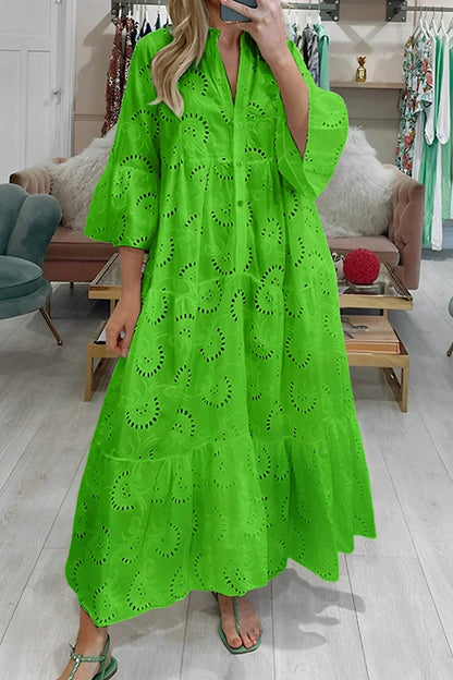 Women’s Embroidered Boho Flowy Maxi Dress