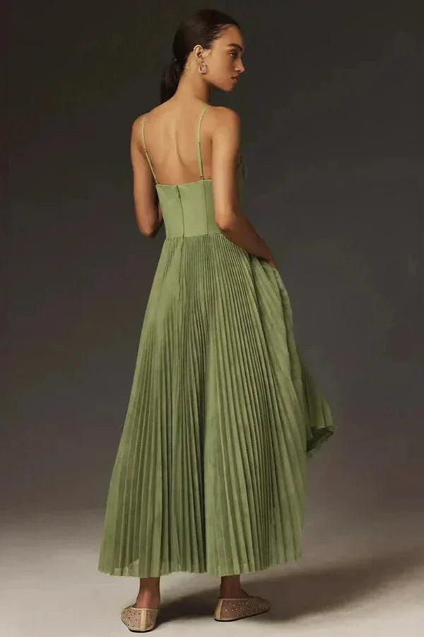 Pleated Bustier Midi Dress for Women