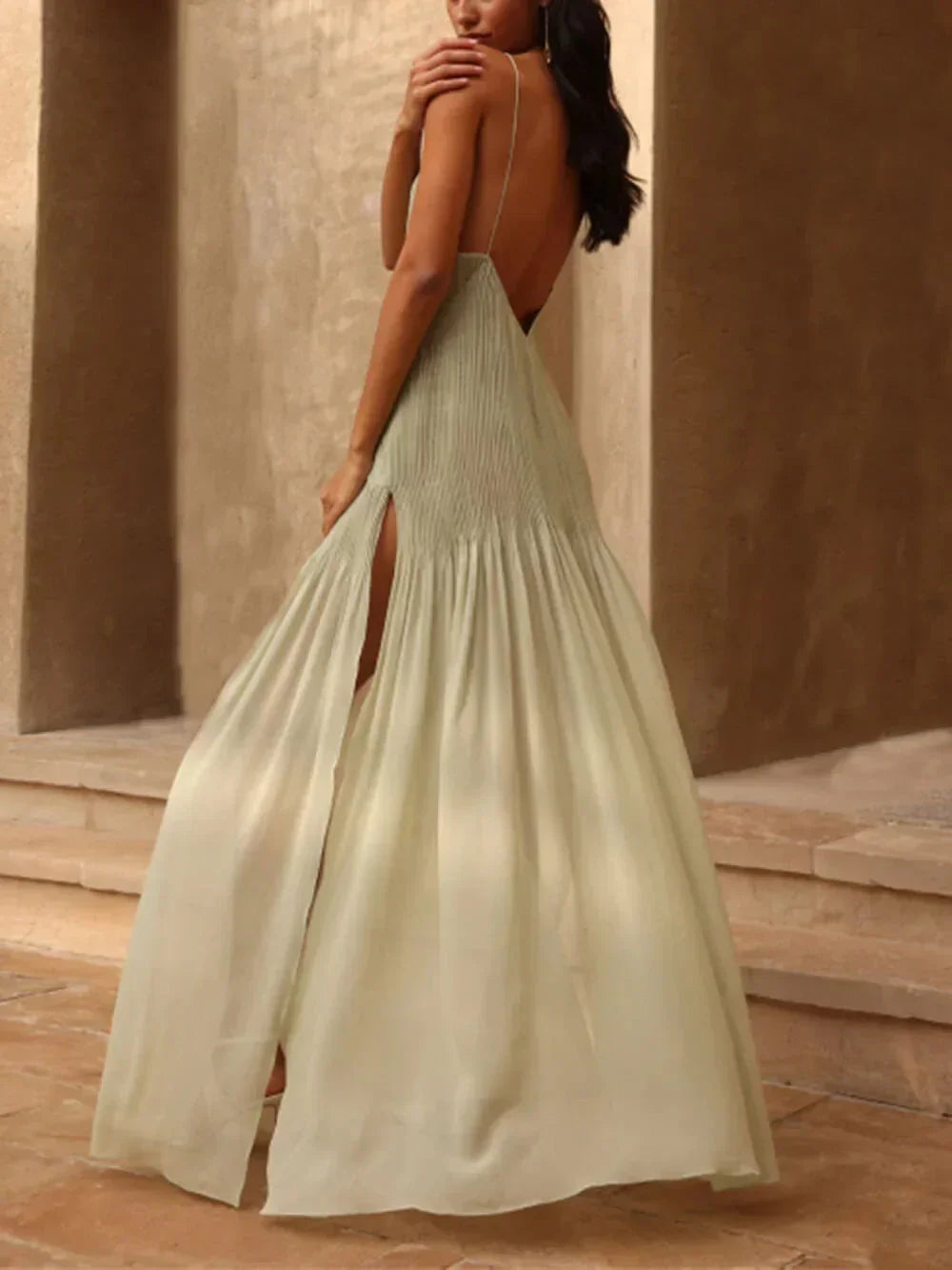 Elegant Pleated Maxi Dress for Women