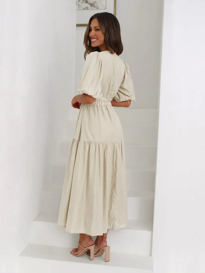 Flowy V-Neck Midi Dress for Women