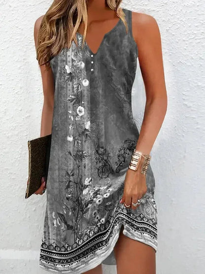 Printed Sleeveless Casual Mini Dress for Women