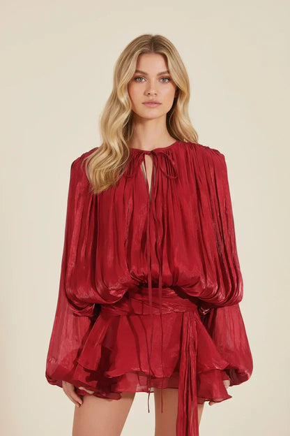Flowy Ruffle Mini Dress for Women