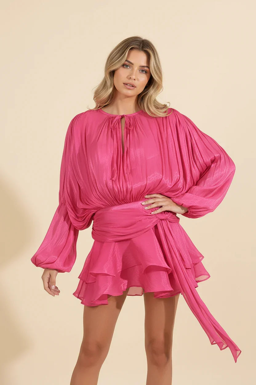 Flowy Ruffle Mini Dress for Women