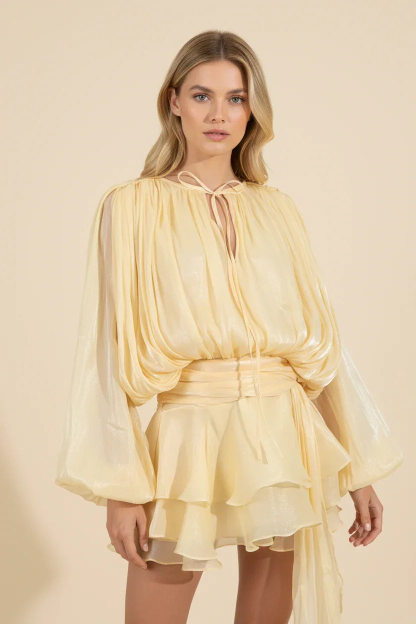 Flowy Ruffle Mini Dress for Women