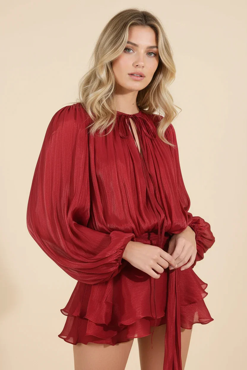 Flowy Ruffle Mini Dress for Women
