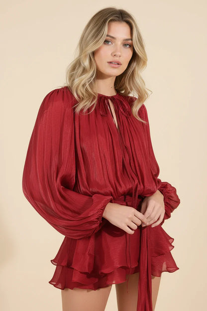 Flowy Ruffle Mini Dress for Women