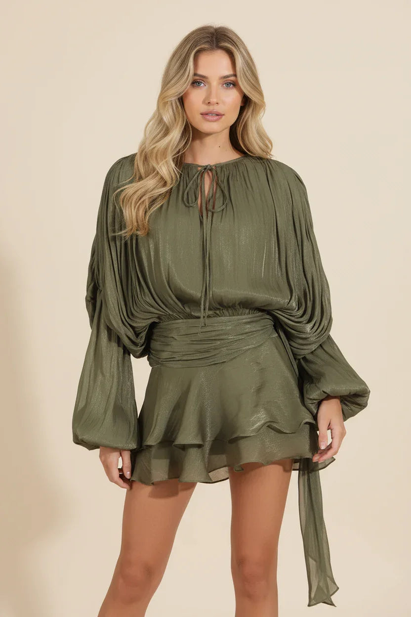 Flowy Ruffle Mini Dress for Women