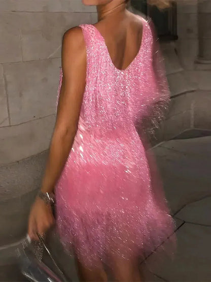Women’s Shimmer Fringe Club Mini Dress