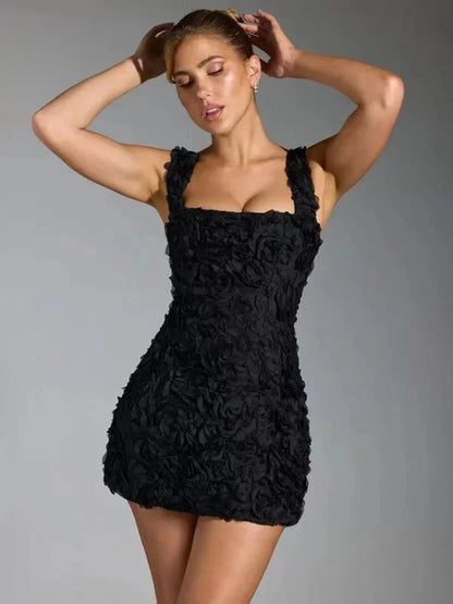 Women’s Floral Textured Mini Party Dress