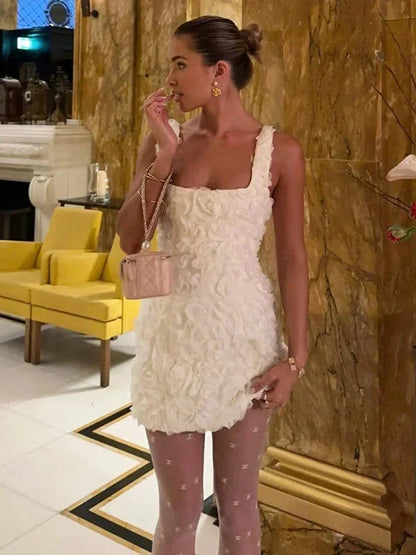 Women’s Floral Textured Mini Party Dress
