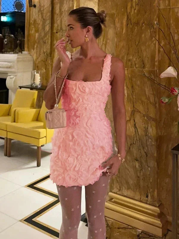 Women’s Floral Textured Mini Party Dress