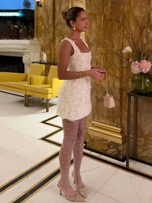 Women’s Floral Textured Mini Party Dress