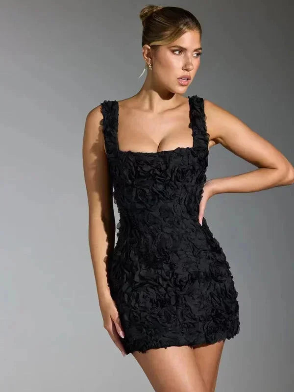 Women’s Floral Textured Mini Party Dress