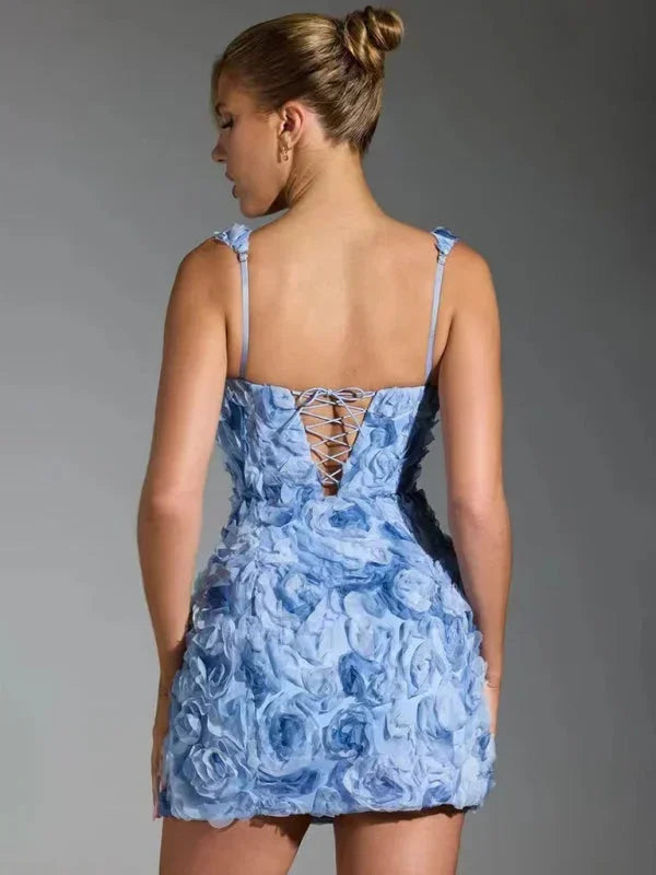 Women’s Floral Textured Mini Party Dress