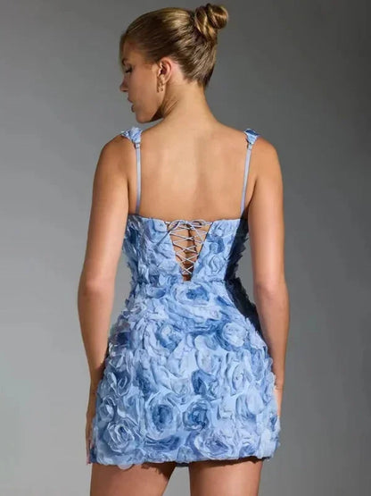 Women’s Floral Textured Mini Party Dress
