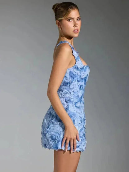 Women’s Floral Textured Mini Party Dress