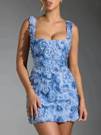 Women’s Floral Textured Mini Party Dress