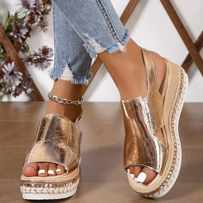 Open-Toe Platform Wedge Sandals for Women