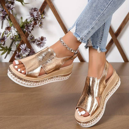 Open-Toe Platform Wedge Sandals for Women