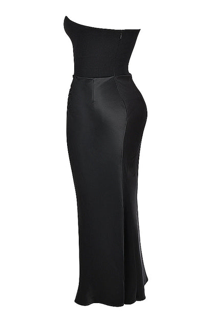 Women’s Strapless Ruched Maxi Dress with Mermaid Hem