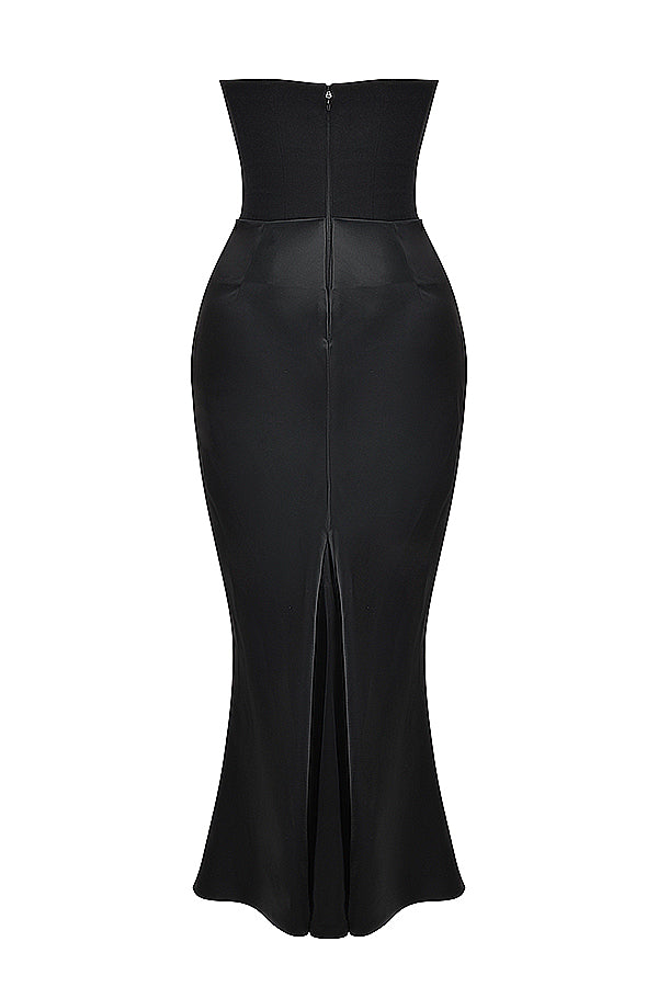 Women’s Strapless Ruched Maxi Dress with Mermaid Hem