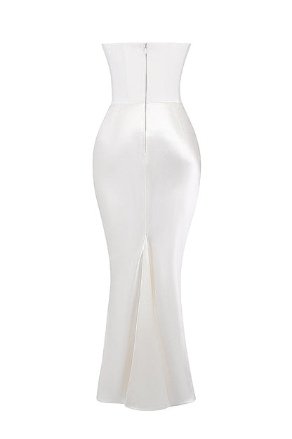 Women’s Strapless Ruched Maxi Dress with Mermaid Hem