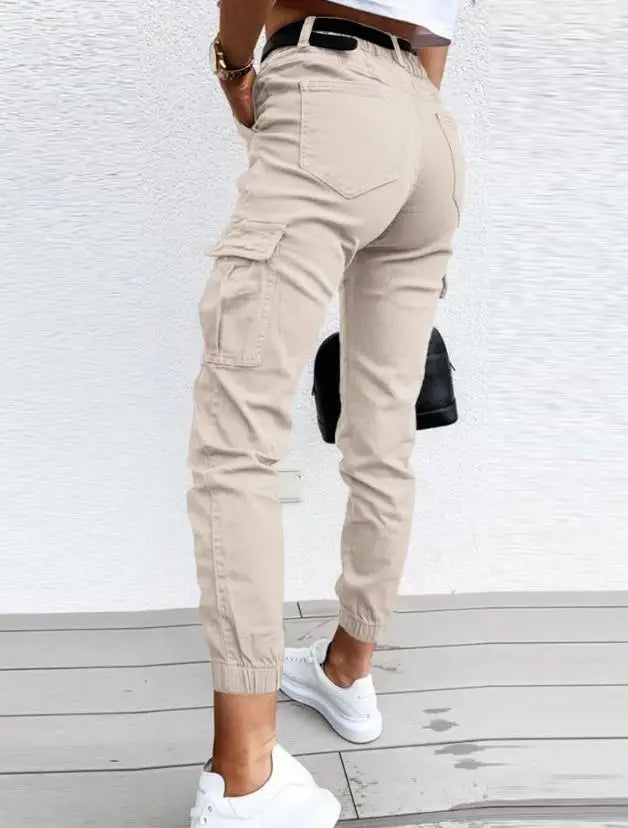 Women’s High Waist Cargo Jogger Pants wit Utility Pocket Design