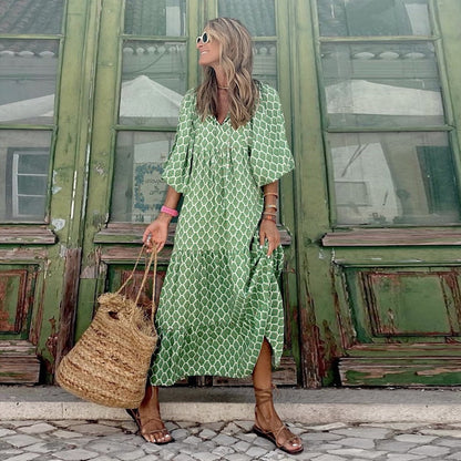 Lucy Boho Maxi Dress for Women - Flowing Bohemian Style