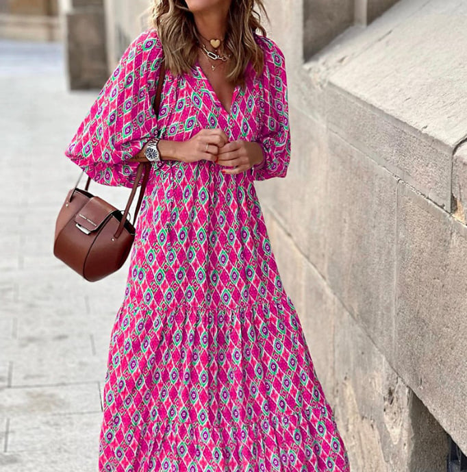 Lucy Boho Maxi Dress for Women - Flowing Bohemian Style